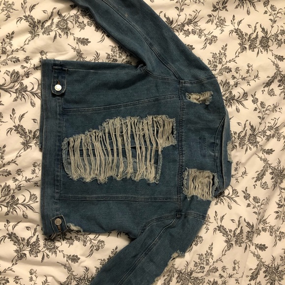 Ripped denim jean jacket - Picture 2 of 2